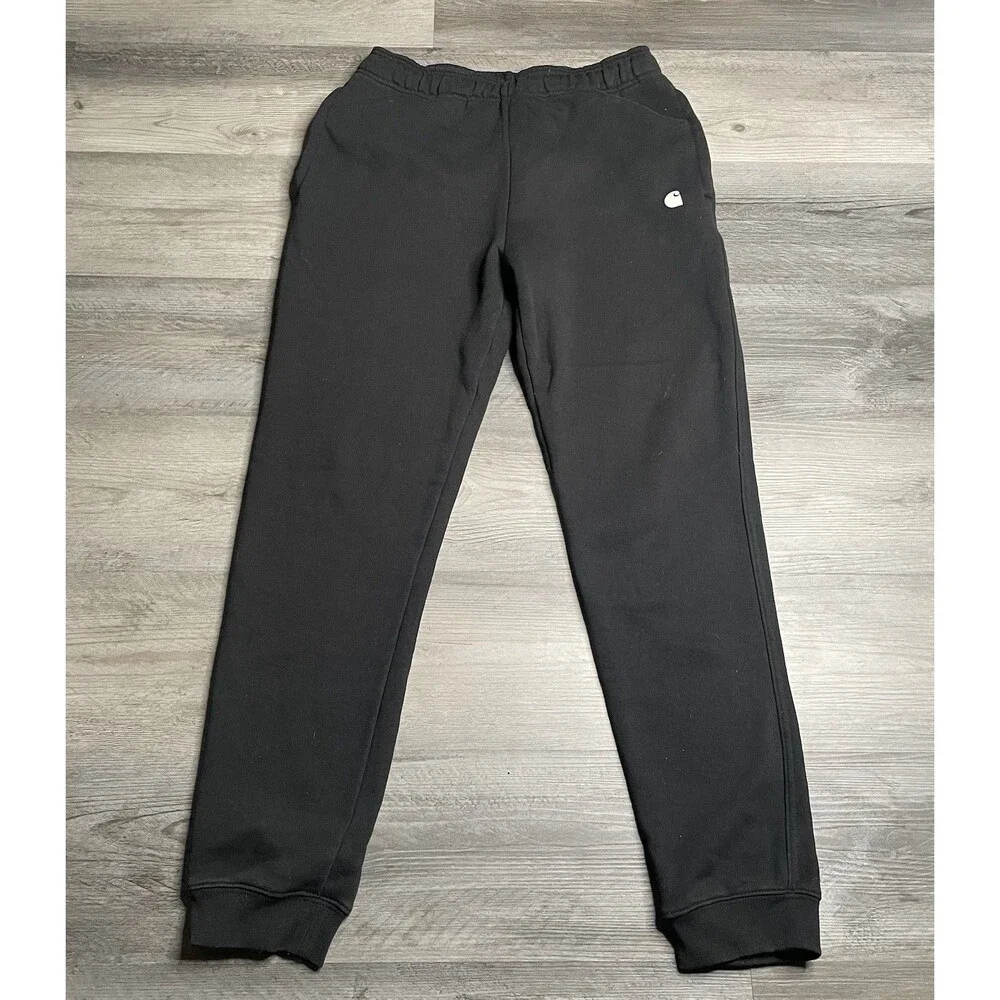 Carhartt Sweatpants Mens Small Black Fleece Joggers Zip Pocket 105307 BLK